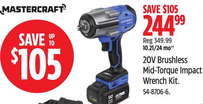 MASTERCRAFT 20V Brushless Mid-Torque Impact Wrench Kit