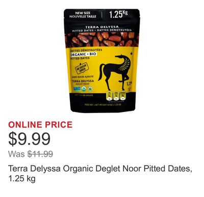 Terra Delyssa Organic Deglet Noor Pitted Dates, 1.25 kg