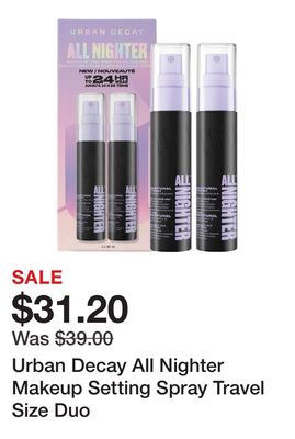 Urban Decay All Nighter Makeup Setting Spray Travel Size Duo
