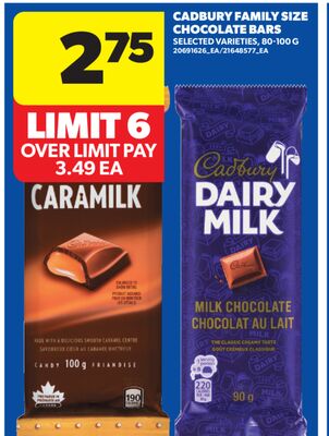 CADBURY FAMILY SIZE CHOCOLATE BARS