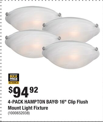 4-PACK HAMPTON BAY® 16" Clip Flush Mount Light Fixture