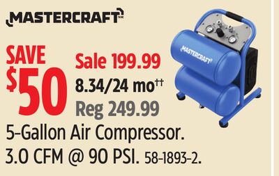 Mastercraft 5-Gallon Air Compressor. 3.0 CFM @ 90 PSI