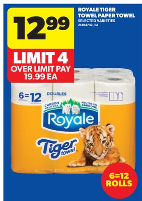 ROYALE TIGER TOWEL PAPER TOWEL, 6=12 ROLLS