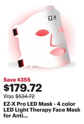 EZ-X Pro LED Mask - 4 color LED Light Therapy Face Mask for Anti Aging, Skin Tone & Acne- Infrared, Blue, Yellow & Red Light Therapy for Face- 240 LEDs