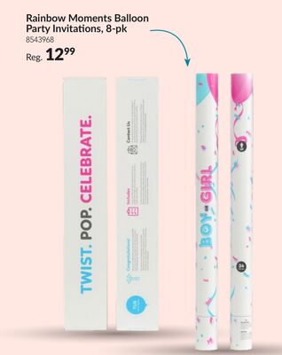 Rainbow Moments Balloon Party Invitations with Envelopes, 8-pk