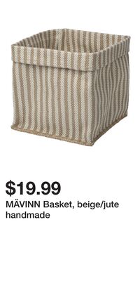 MÄVINN Basket, beige/jute handmade
