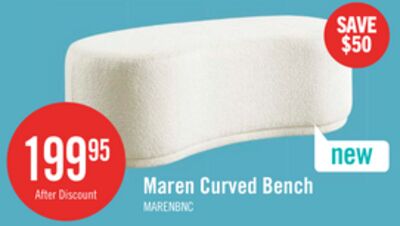 Maren 47.25" Fabric Curved Bench - Cream