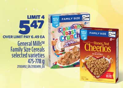 GENERAL MILLS TM FAMILY SIZE CEREALS, 475-778 g