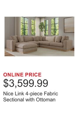 Nice Link 4-piece Fabric Sectional with Ottoman