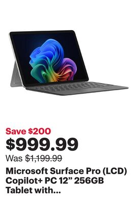 Microsoft Surface Pro (LCD) Copilot+ PC 12" 256GB Tablet with Snapdragon X Plus/16GB RAM (2025) - Platinum - Device Only