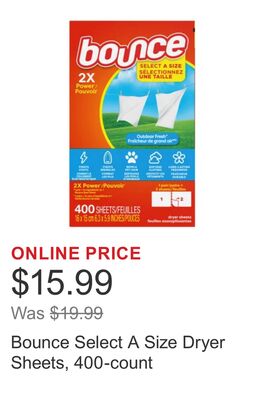 Bounce Select A Size Dryer Sheets, 400-count