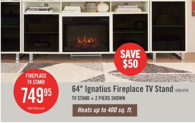 Ignatius 64" Modern Electric Fireplace TV Stand with Storage & Cable Management for TVs up to 70"- White