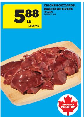 CHICKEN GIZZARDS, HEARTS OR LIVERS