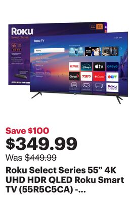 Roku Select Series 55" 4K UHD HDR QLED Roku Smart TV (55R5C5CA) - 2025 - Only at Best Buy