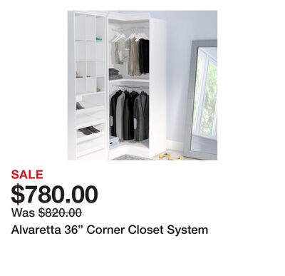 Alvaretta 36" Corner Closet System
