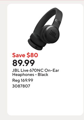 JBL Live 670NC On-Ear Heaphones - Black