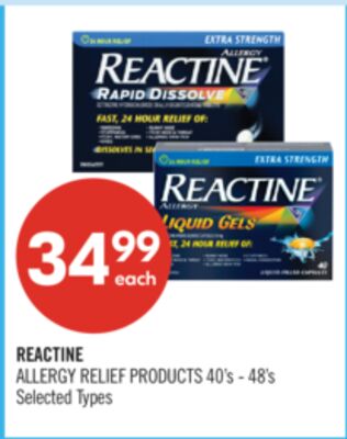 REACTINE ALLERGY RELIEF PRODUCTS