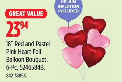 18˝ Red and Pastel Pink Heart Foil Balloon Bouquet