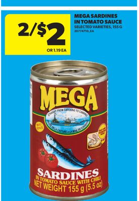 MEGA SARDINES IN TOMATO SAUCE, 155 G