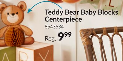 Teddy Bear Paper Cutout Baby Blocks Shower Centrepiece