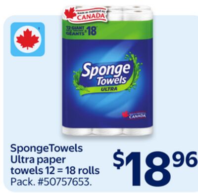 SpongeTowels Ultra paper towels 12 = 18 rolls