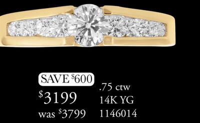Glacier Fire Canadian Diamond 14K Yellow Gold 0.74CTW Bridal Ring