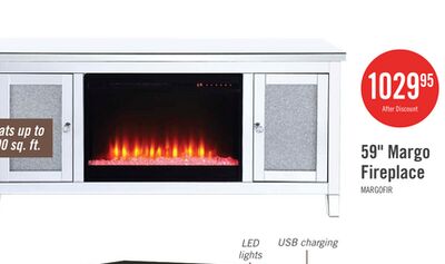 Margo 59" Glam Electric Fireplace TV Stand with Storage and Cable Management for TVs up to 65"- Silver