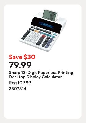 Sharp 12-Digit Paperless Printing Desktop Display Calculator
