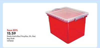 Really Useful Box Filing Box, 31L, Red