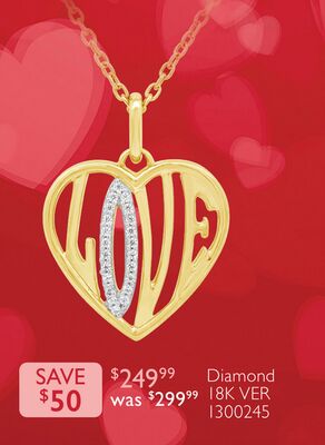 Loving Hearts Diamond Love Heart Pendant in 18K Yellow Gold Vermeil