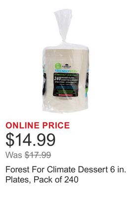 Forest For Climate Dessert 6 in. Plates, Pack of 240