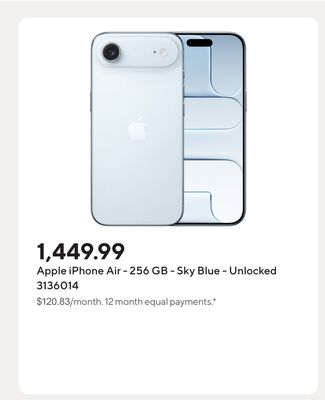 Apple iPhone Air - 256 GB - Sky Blue - Unlocked