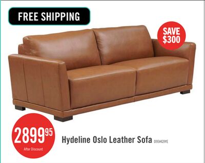 Hydeline Oslo Leather Sofa - Nutmeg