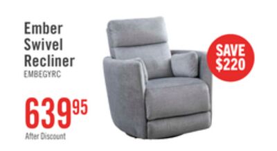 Ember 36" Fabric Swivel Glider Reclining Chair - Silver Cotton
