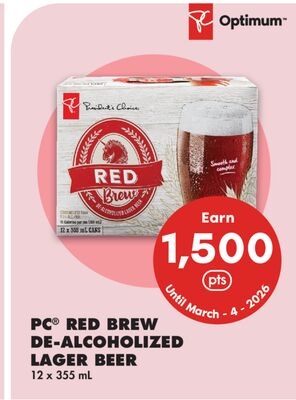 PC® RED BREW DE-ALCOHOLIZED LAGER BEER, 12 X 355 ML