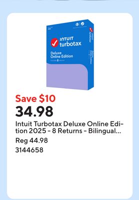 Intuit Turbotax Deluxe Online Edition 2025 - 8 Returns - Bilingual [Digital Download]