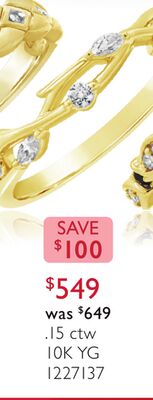 0.15CTW Diamond Stackable Vine Ring in 10K Yellow Gold