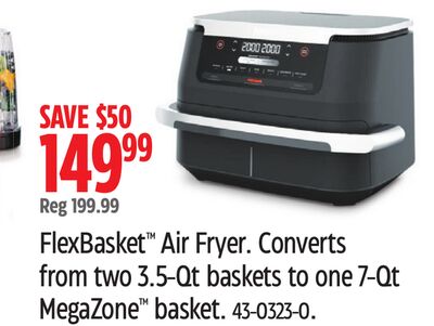 Ninja FlexBasket™ Air Fryer. Converts from two 3.5-Qt baskets to one 7-Qt MegaZone™ basket.