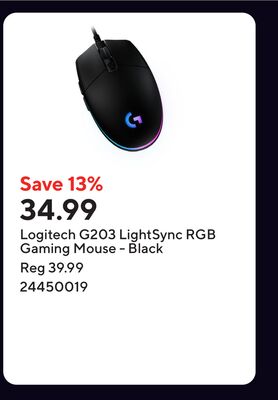 Logitech G203 LightSync RGB Gaming Mouse - Black