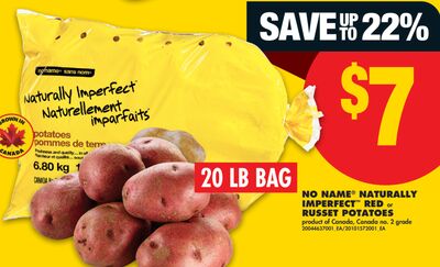 NO NAME® NATURALLY IMPERFECT™ RED or RUSSET POTATOES, 20 LB BAG