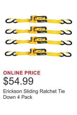 Erickson Sliding Ratchet Tie Down 4 Pack