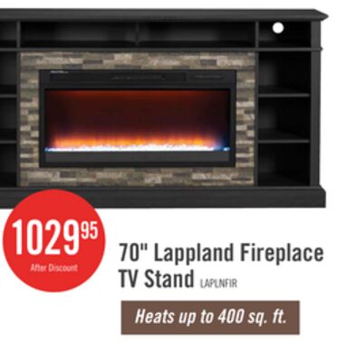 Lappland 70" Electric Fireplace TV Stand with Storage and Cable Management for TVs up to 80"- Black