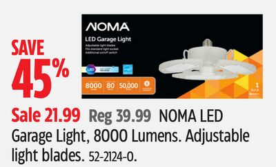 Noma LED Garage Light, 8000 Lumens Adjustable light blades