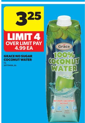 GRACE NO SUGAR COCONUT WATER, 1 L