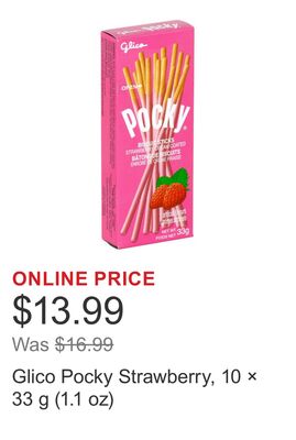Glico Pocky Strawberry, 10 × 33 g (1.1 oz)