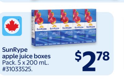 SunRype apple juice boxes
