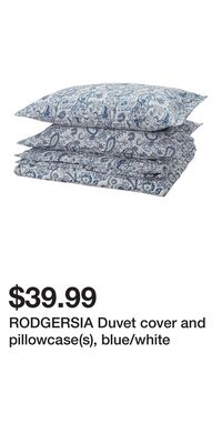 RODGERSIA Duvet cover and pillowcase(s), blue/white