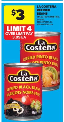LA COSTEÑA REFRIED BEANS, 546 ML