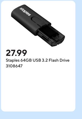 Staples 64GB USB 3.2 Flash Drive