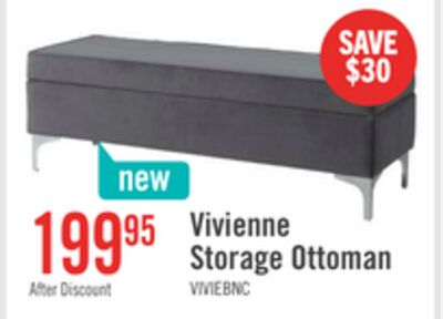 Vivienne 47.25" Fabric Storage Ottoman - Grey